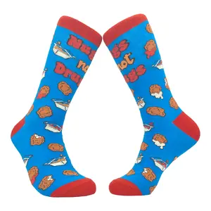 Men's Nugs Not Drugs Socks Funny Chicken Nuggets Fast Food Sauce Graphic Footwear Funny Graphic Socks Comfortable Fitted Spandex Cotton