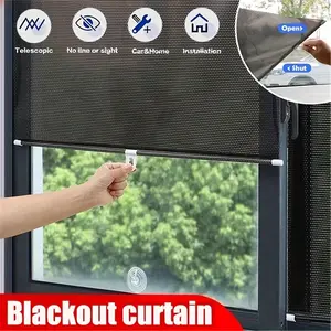 1pc Automatic Retractable Roller Blinds Sun Visors Car Bedrooms Kitchen Office Window Sun Blinds No Need For Punching Durable Sun Shade