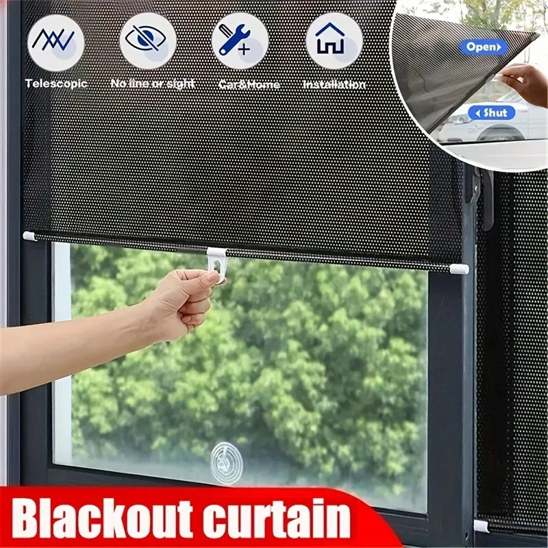 1pc Automatic Retractable Roller Blinds Sun Visors Car Window Shades Bedrooms Kitchen Office Window Sun Blinds No Need For Punching Durable Sun Shade Sun Shades For Car Windows