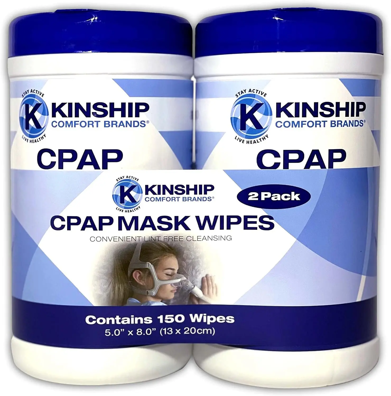 CPAP Mask Cleaning Wipes, Unscented and Lint Free Cleanser to Clean Filters, Tubes and BIPAP Machines, 150 Count Total, 2 Canisters