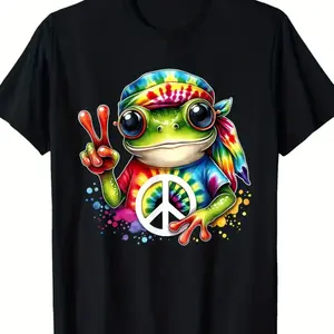Tie Dye Frog Peace Logo Hippie T-shirt