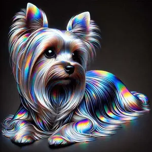 5D DIY Full Diamond Round Drill Painting - Diamond Painting Kit Rainbow Dog Mosaic Canvas DIY Wall Art, Home Wall Decoration