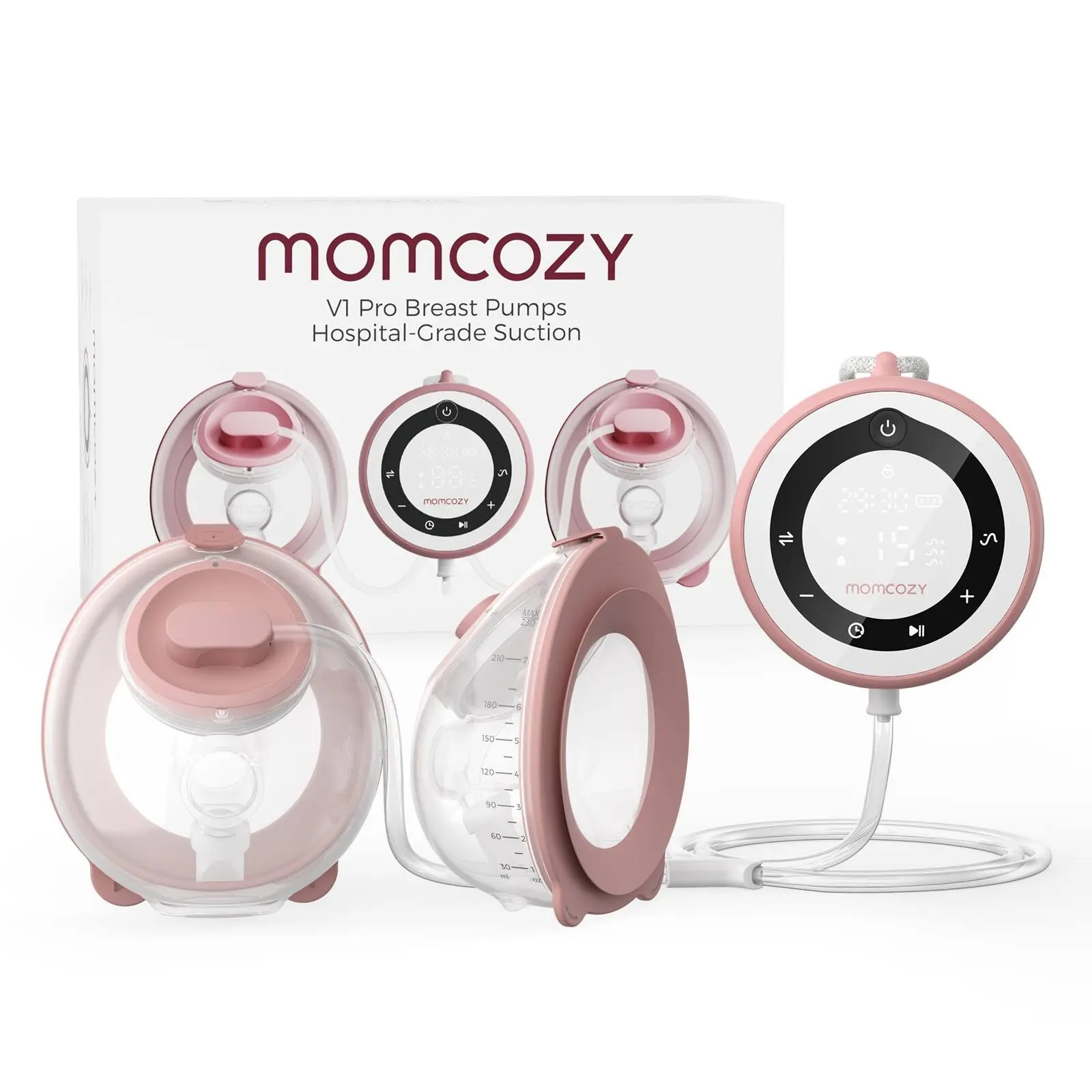 Momcozy V1 Pro Wearable Electric Breast Pump Hospital-Grade Suction Hands-Free Breastfeeding Pump for Nursing Moms