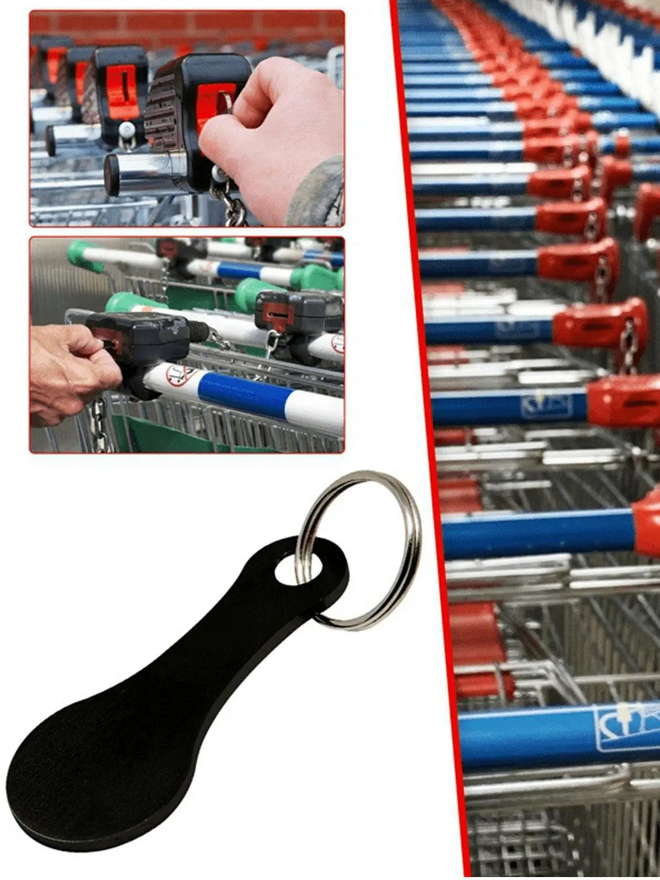1pc Aluminum Alloy Keychain Ring Shopping Trolley Tokens -Car Key Holder Keychain For Shopping Cart