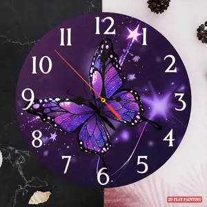 Purple Butterfly Wall Clock– Modern Minimalist Home Decor Clock