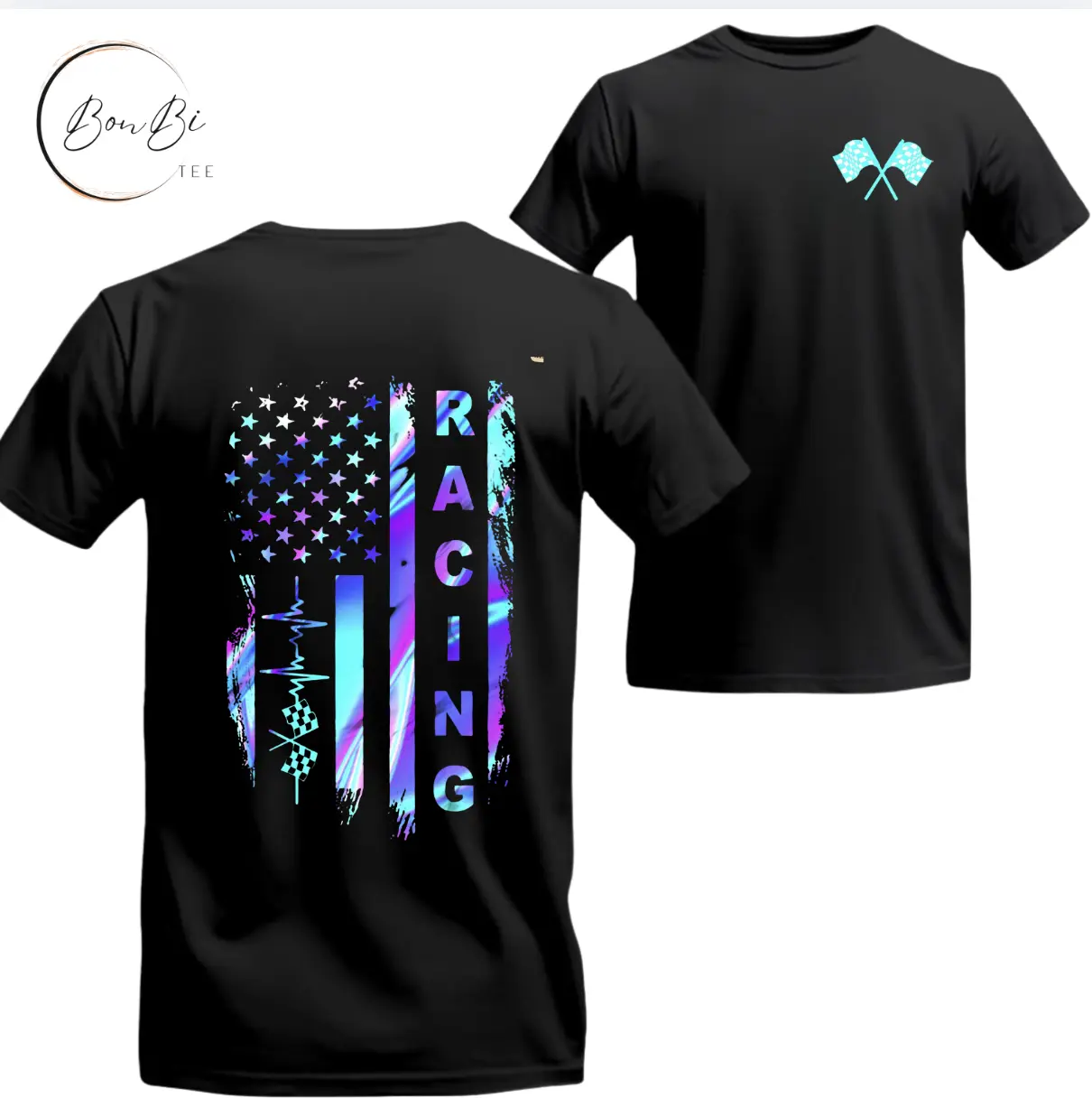 American Racing Flag T-shirt/Sweatshirt, Checkered Flag Shirt, Race Day Tee, Race Lover Gift, Sports Mom