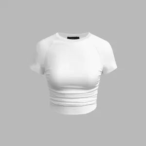 Cider [5 colors, size 2-26] Jersey Ruched Crop Tee