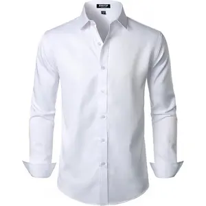 Men's Stretch Wrinkle Free Dress Shirt Formal Prom Wedding Long Sleeve Button Down Shirts