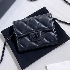 Pre-owned CHANEL Lambskin Shoulder Bags 31 Black and Silver Mini Chain Crossbody Bag