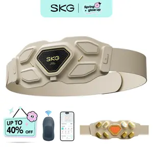 SKG Lower Back Massager for Pain Relief Deep Tissue Adjustable Cordless Heating Pad Infrared Vibrating Back Massager with Titanium Massage Head W9 Ultra