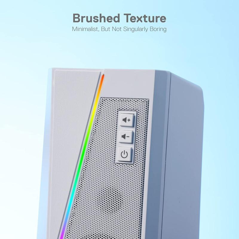 Redragon GS520 RGB Desktop Speakers, 2.0 Channel PC Computer Stereo Speaker with 6 Colorful LED Modes, Enhanced Sound and Easy-Access Volume Control, USB Powered w/ 3.5mm Cable
