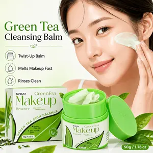 SVELTA Green Tea Cleansing Balm Makeup Remover – Melt Makeup & Sunscreen Fast – Twist-Up Balm Texture – Deep Cleansing Face Balm for Long-Wear Makeup, Waterproof Mascara & SPF – Hydrating Plant Oil Formula – Rinses Clean – 50g (1.76 oz)