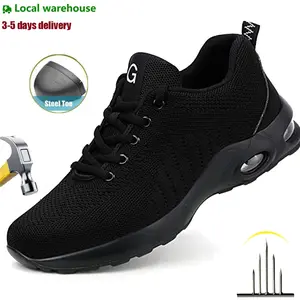 Mens Steel Toe Shoes Slip On Walking Shoes Indestructible Safety Shoes Lightweight Breathable Non Slip Running Shoes Comfortable Fashion Sneakers for Men Tennis shoes sport fashionable footwear