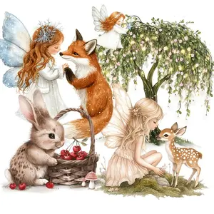 Fairy & Animal Pattern Stamp Sticker, 80pcs/set Woodland Fairy and Animal Theme Sticker, Suitable for Holiday Decor, Scrapbooking, Gifts, Floral Pattern Sticker