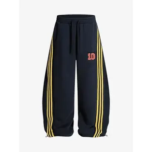 Fleece Vintage Side Stripe Drape Paratrooper Machete Wide Leg Pants - 2488