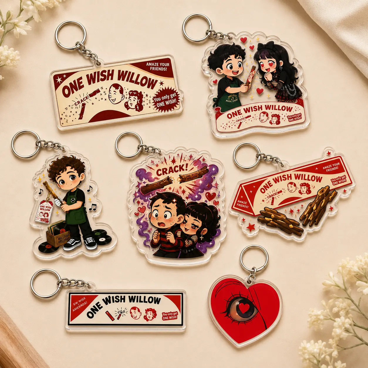 Obsession Inspired Acrylic Keychain, One Wish Willow Keychain, Horror Movie Style Gift, Spooky Car Keychain, House Keychain