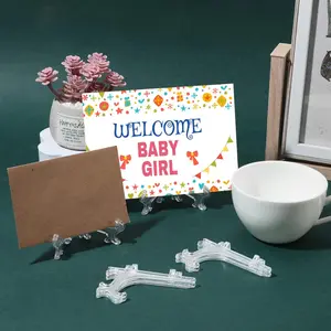 48pcs Mini Clear Plastic Easel Display Stands - Versatile Holder for Plates, Tablets, Photos, Envelopes, Medals & Tea Cakes - Contemporary Home Decor Accessories