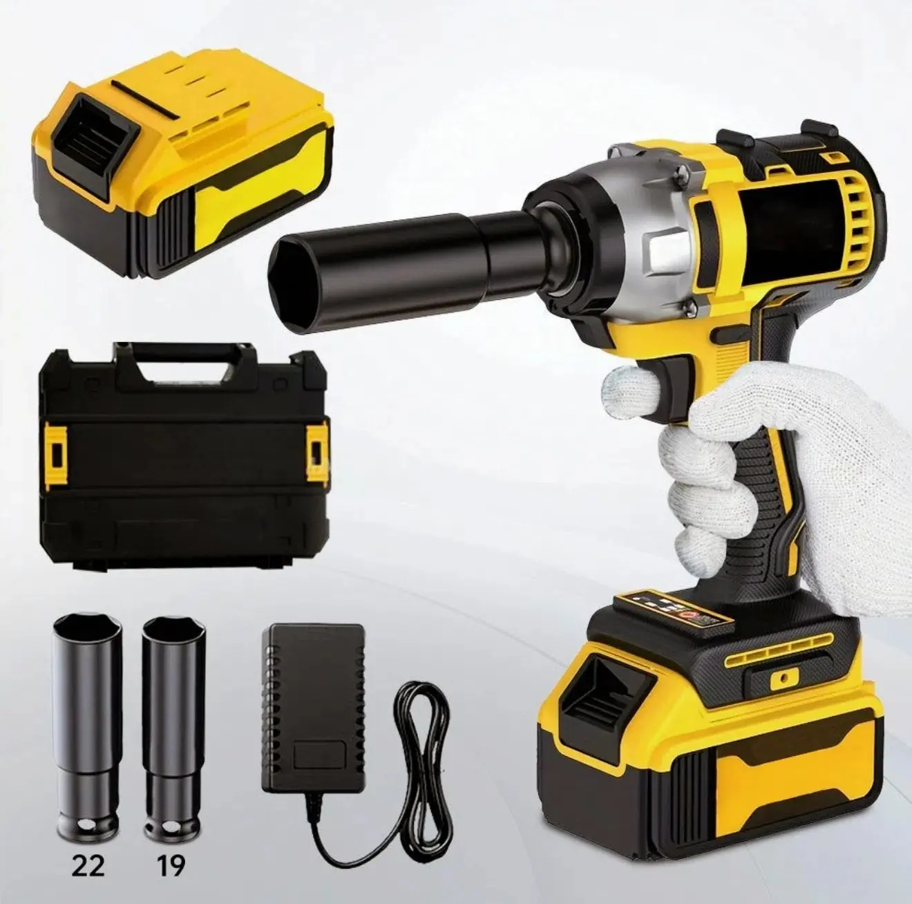 Cordless Impact Wrench Kit with Drill Bits for Automotive and Home Use Versatile Electric Power Tool with  and Case Battery