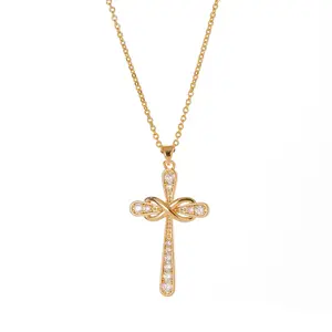 Infinity Cross Necklace 18k Gold Plated Hypoallergenic Tarnish Resistant Elegant Design for Everyday Wear or Special Occasions