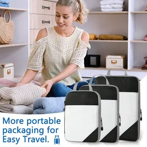 3pcs/Set Compressed Luggage Sorting Bag,Packing Cubes, Foldable Luggage Packing Organizers, Luggage Organizer Bags Set For Travel Accessories Clothes Storage Bag For Man & Women Travel Organizer For Clothes Luggage Storage Bag Set Packaging Bag