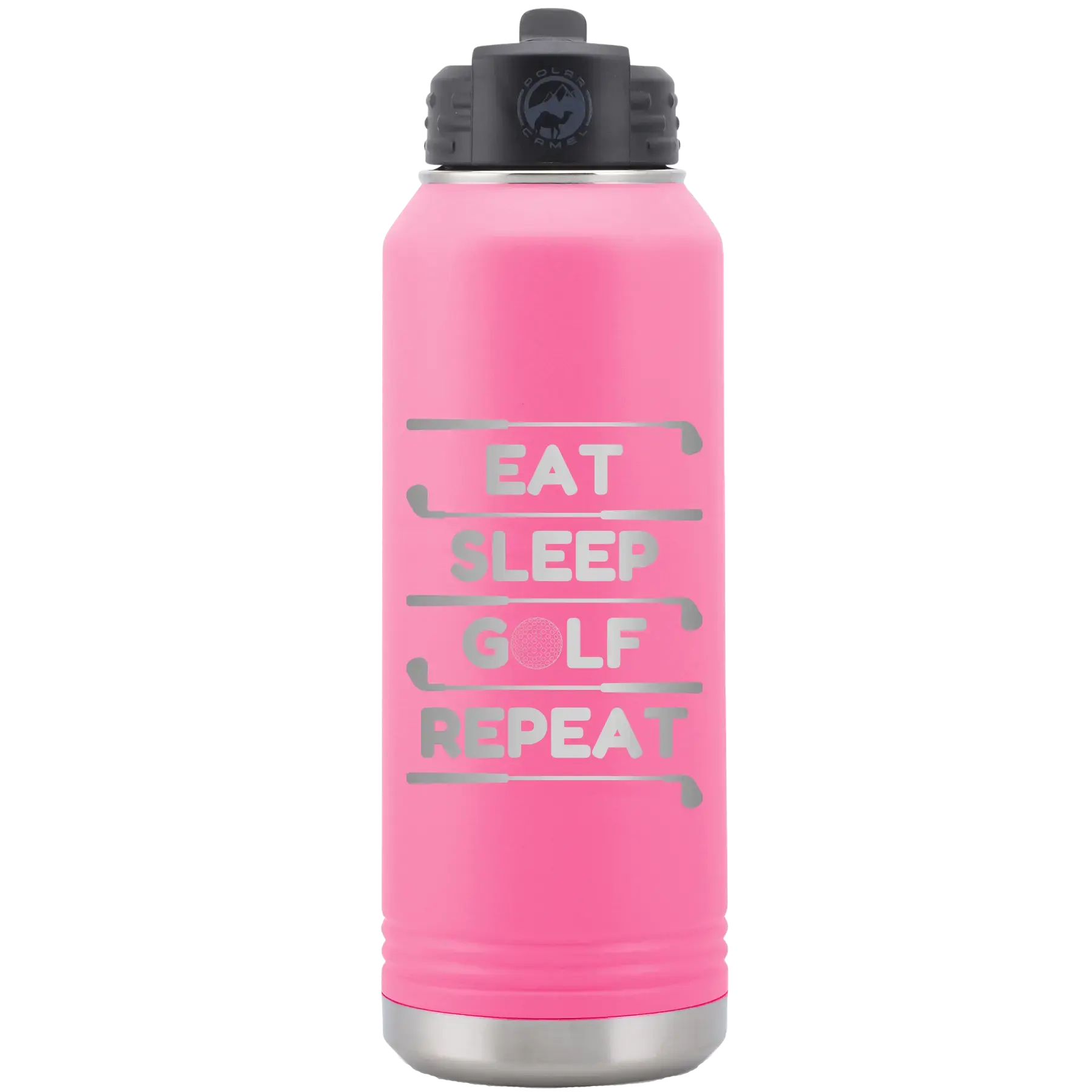 Personalized Eat Sleep Golf Repeat 32 oz Water Bottle - Pink