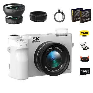 5K Digital Camera for Photography and Video 75MP with WiFi Dual Lens Autofocus 18X Zoom 16GB Card 2 Batteries Wide Angle Lens Compatible