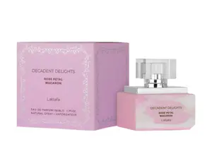 Lattafa Decadent Delights Rose Petal Macaron EDP Perfume 1.7oz / 50ml - Elegant Captivating Fragrance with Rose Ispahan Macaron Vanilla Notes