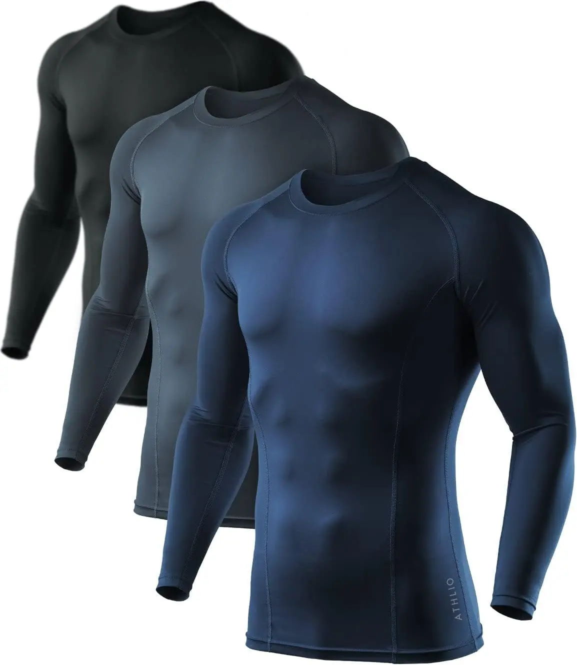ATHLIO Men'S UPF 50+ Long Sleeve Compression Shirts, Water Sports Rash Guard Base Layer, Athletic Workout Shirt Athlio LTD
