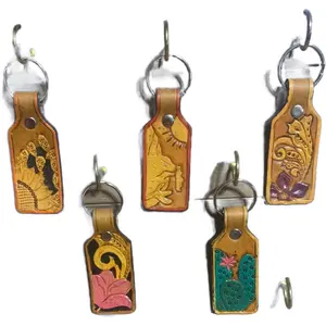 Leather tooled keychain