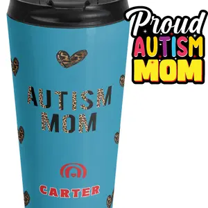 Personalized Autism Mom Cheetah Print Travel Mug, Autism gift, Gift for mom, Christmas gift, ASD Awareness, Autism Awareness