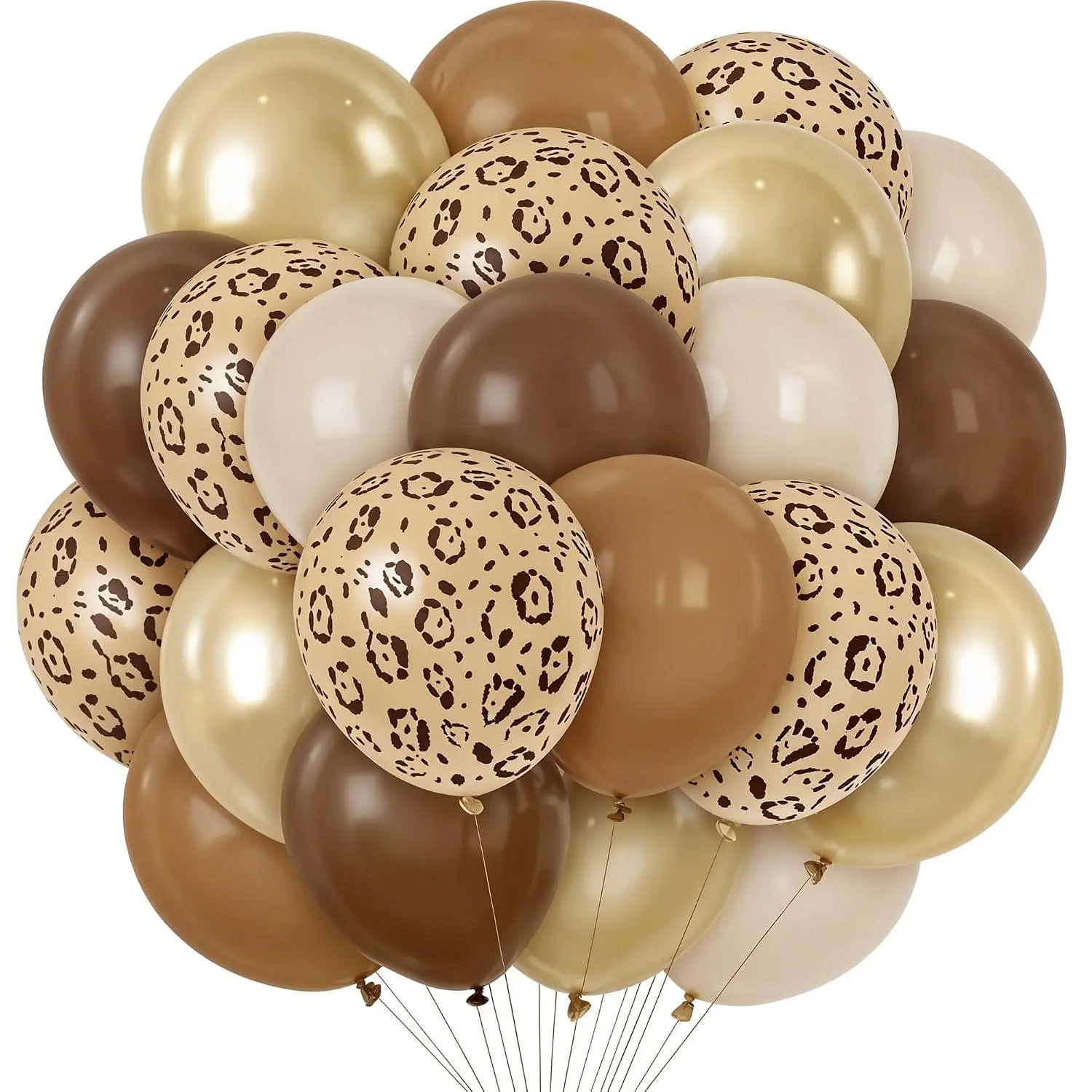 Cheetah Print Birthday Decorations, 60Pcs Brown Beige Gold Leopard Latex Balloons, 12 Inch Leopard Print Balloons For Baby Shower, Jungle Birthday Decor
