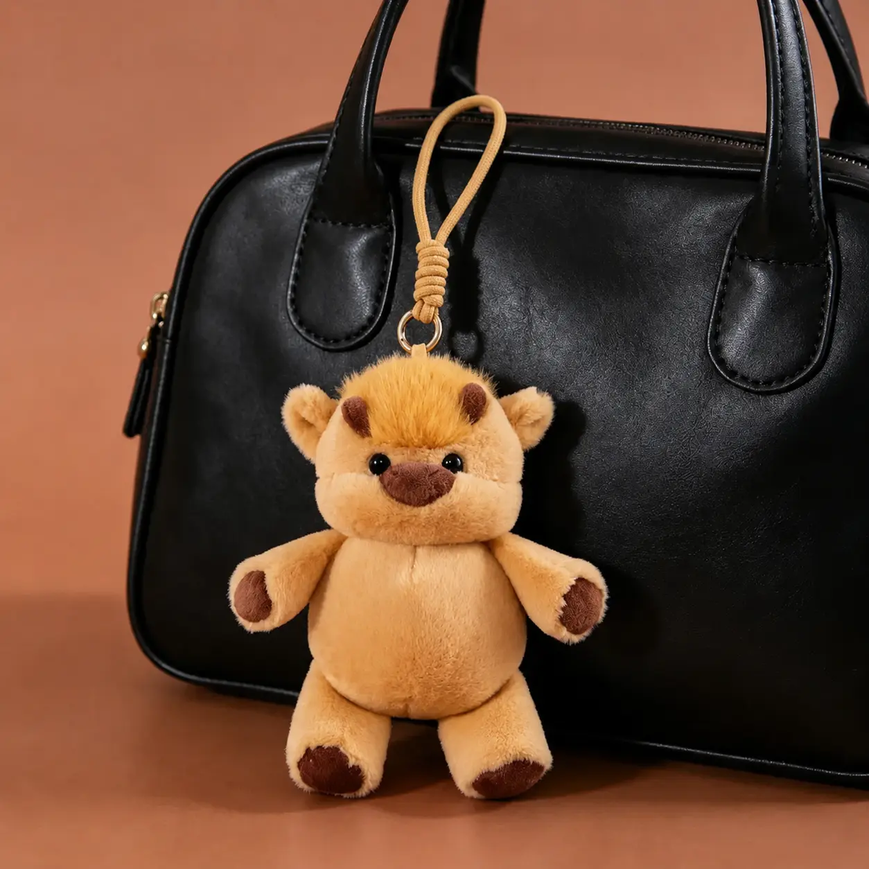 Running Plushies Highland Cow Plush Keychain, Cute Bag Charm for Backpack & Purse, Soft Plush Pendant, Party Favor Gift