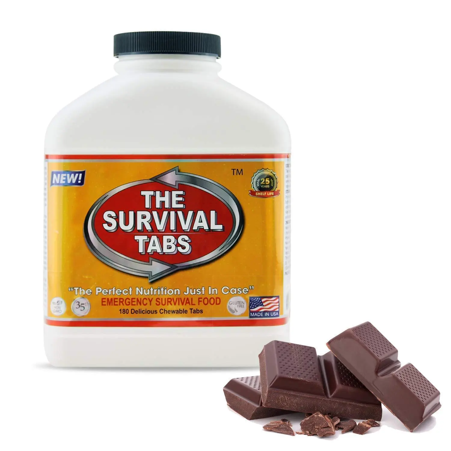 Survival Tabs – Emergency Food Supply – 1-Bottl Chocolate Ration Kit, Vegan