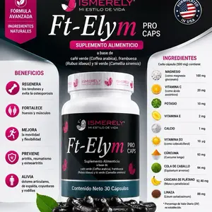 Ft-Elym PRO Natural Dietary Vitamin Supplement Capsules - Chia de Bugre, Green Coffee & Moringa Digestive Formula for Daily Healthcare & Nutrition (30 Capsules)