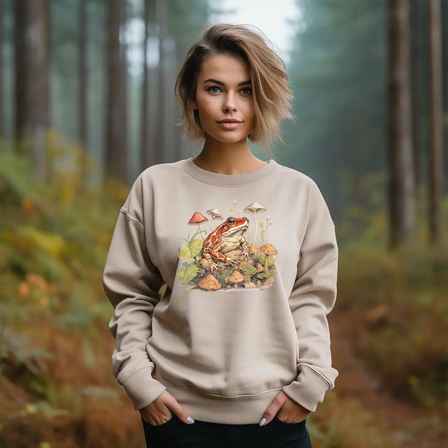 Frog Mushroom Sweater Toad Fairycore Gardener Shirt Magical Cottagecore Creatures Goblincore Clothing Nature Sweatshirt Witchy Forestcore