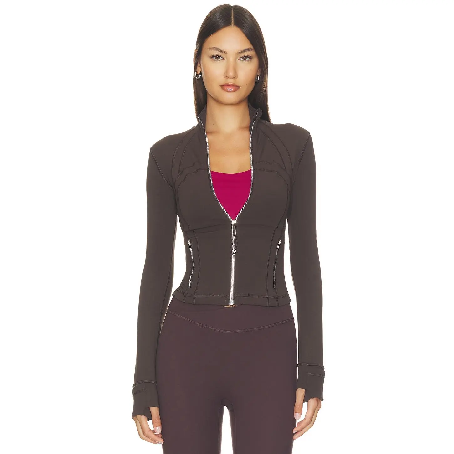 lululemon Define Cropped Jacket Nulu in Mahogany Muse & Mirror Silver