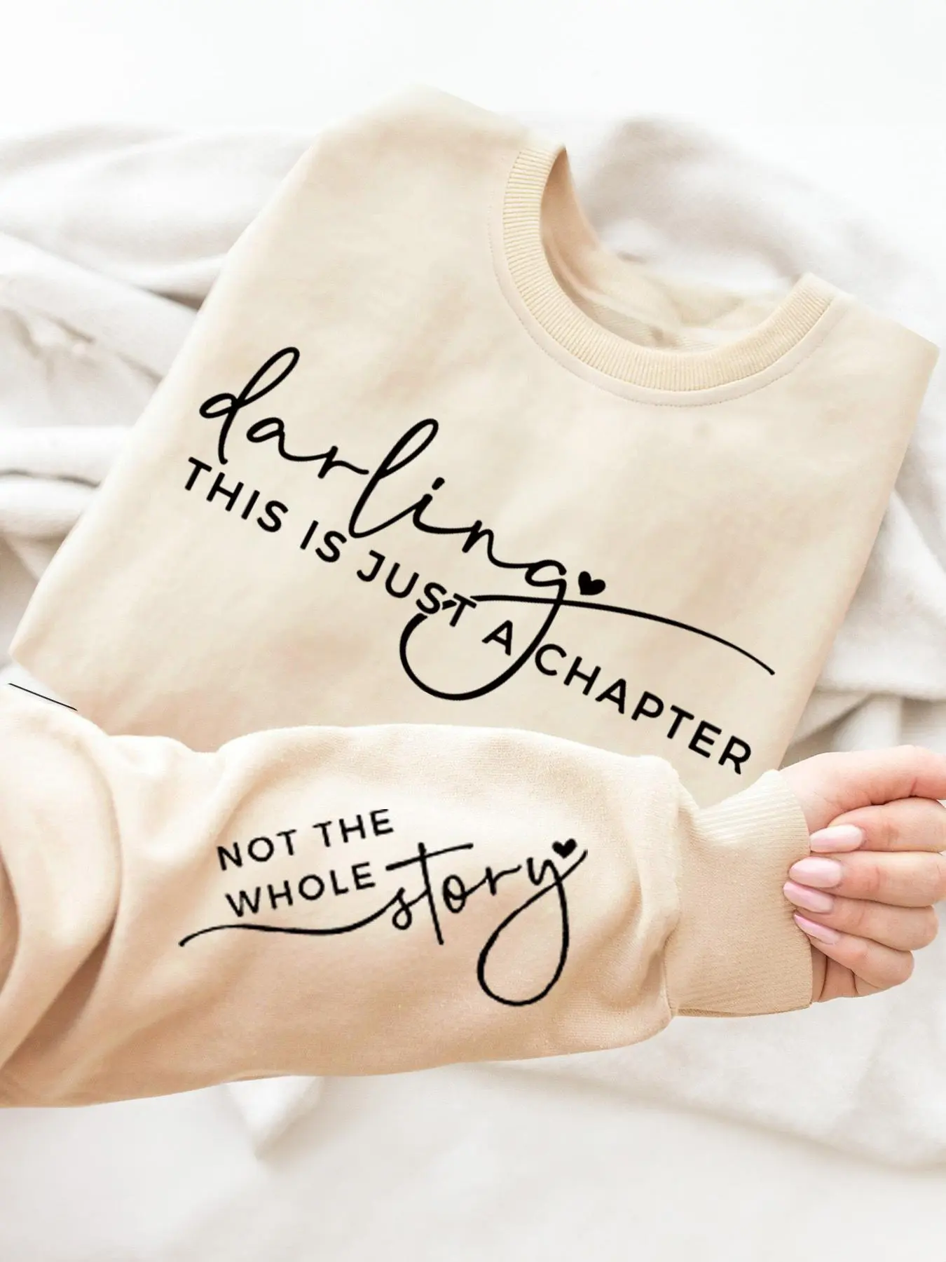 Women's Letter Print Round Neck Casual Streetwear Fitted Sweatshirt, 2024 New Style Casual Long Sleeve Crew Neck Pullover for Spring & Fall, Fashion Women's Top for Daily Wear