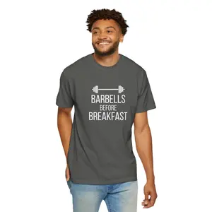 Barbells Before Breakfast T-shirt | Fitness Weightlifting Workout Tee