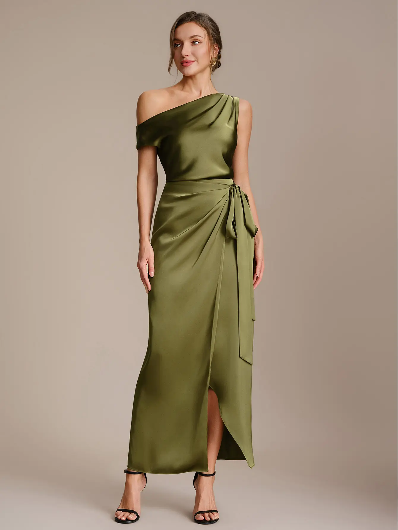 Ever-Pretty 2026 New Trend High Waist Knot Wrap Midi Skirt & Convertible Neck Top Set – Ruched Detail, Draped Asymmetric Hem – Perfect for Cocktail Party & Date Night ET02813/ER02819