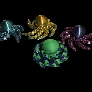 3d printed cute articulated octopus figurine and fidget toy