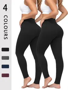 Women's High Waist Tummy Control Leggings, 2 Pack Super Soft No-See-Through Workout & Yoga Pants, Stretch Pants, Ideal for Running & Daily Wear, Comfy Stretchy Leggings