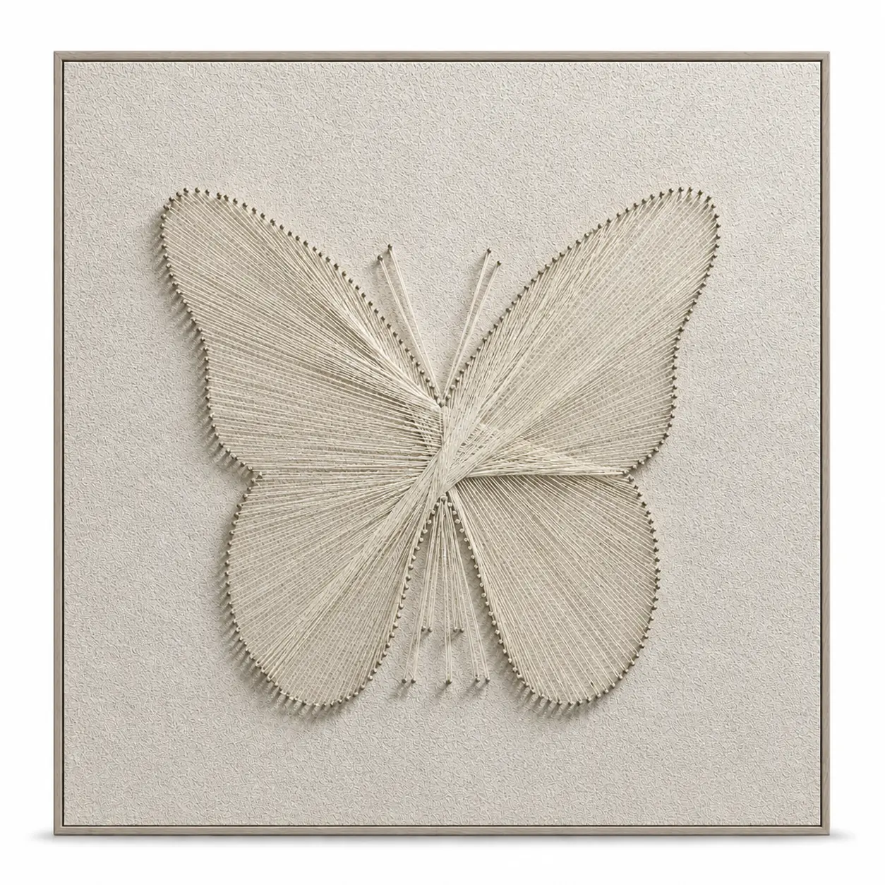 Artistic Handmade 3D Silk Butterfly Animal Pattern Neutral Wood Wall Art, 31.5"x31.5"x1.18" Nail & Thread Sculpture, Decorations for Room Girls' Bedroom Home Supplies (Non-Flat Print)