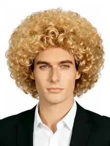 10-Inch Flame-Resistant African Wig, Curly Contrast Mesh Design, Lightweight Breathable Cap, Perfect for Parties and Festivals