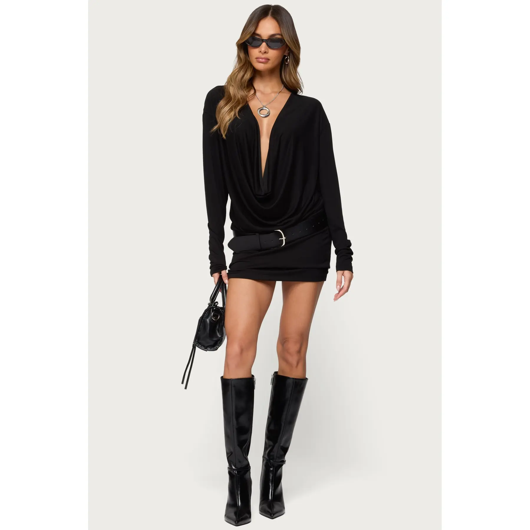 linen mini dress long sleeve Montego Mini Dress