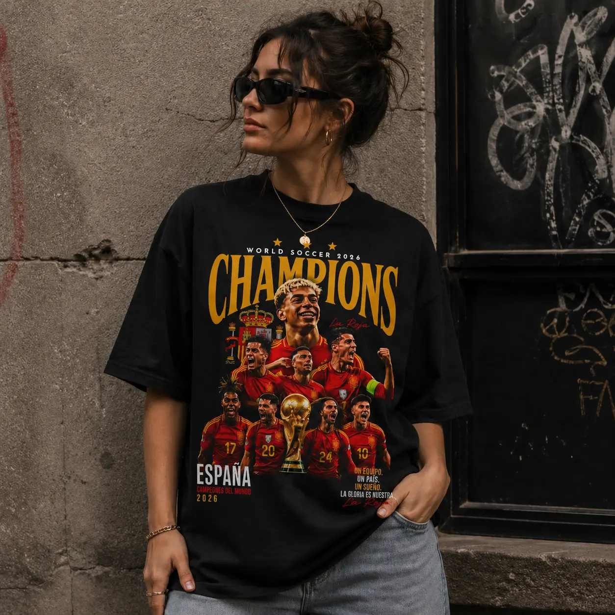 Spain Football Champions T-Shirt, La Roja World Soccer Players, Laminee Yamalll Shirt, Football World Soccer Shirt