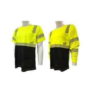 Hot Print Reflector Safety Shirts Menswear Mesh Reflective Breathable Clothing Polyester