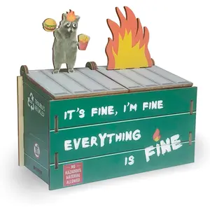 Desk Dumpster Pencil Holder - 2 compartments for office supplies - Funny Desk Office Accessories -   for Coworkers - White Elephant , Everything is Fine