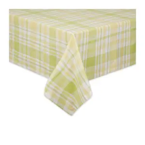 Design Imports 60" x 120" Lemon Bliss Plaid Tab lecloth