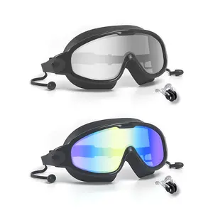 Swim Goggles for Adults & Kids - Anti-Fog Full-Coverage, UV Lens, Waterproof Earplugs & Nose Clip, Fit Outdoorfun Swimming Accessories Noseclip