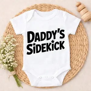 Baby Boy Clothes Soft Cotton White Bodysuit Daddy's Sidekick Print Newborn Outfit For Daily Wear And Special Occasions